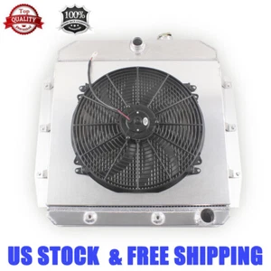 3-ROW RADIATOR SHROUD 16''FAN 55-59 CHEVY TRUCK PICKUP LS ENGINE SWAP ALUMINUM - Foto 1 di 7