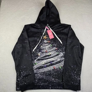 Women's Christmas Tree Hoodie Size XL Black Lightweight Casual Comfort Fashion - Picture 1 of 8
