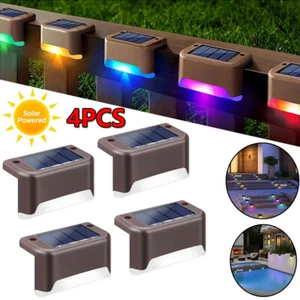 4PCS LED Solar Deck Lights Outdoor Waterproof Steps RGB Lamps for Stairs Fence - Picture 1 of 12