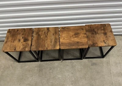 Giantex 4 Four Square Stools dinning chair Wood Metal Black Brown 220 Lbs Pounds - Image 1 of 4