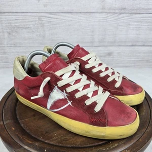 Philippe Model Womens Distressed Lace Up Low Top Sneakers Sz EU 38 Made in Italy - Picture 1 of 13