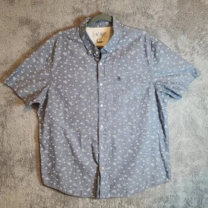 Original Penguin Men's Short Sleeve Button-Up Size XL Blue White Floral - Picture 1 of 12