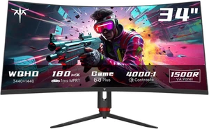Monitor 34 Pollici Curvo, UWQHD (3440 X 1440) 180Hz Monitor Gaming, Adaptive Syn - Foto 1 di 12