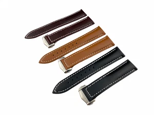 20mm Black/Navy/Brown Flat Leather Strap/Band fit Omega SeaMaster/PlanetOcean - Picture 1 of 13
