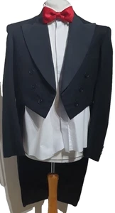 Montague Burton 1950er schwarzer Herren Frack 40"R Ascot Concierge formeller Morgen - Bild 1 von 15