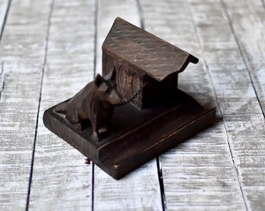 Antique Wooden Inkwell Black Forest Dog Inkwell Collectors Inkwell - Picture 1 of 9