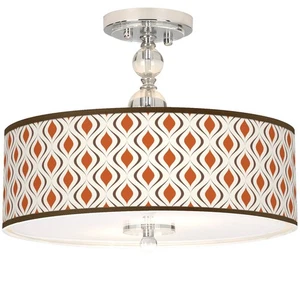 Retro Lattice Giclee 16" Wide Semi-Flush Ceiling Light - Picture 1 of 4
