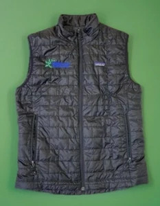 Patagonia Mens Sz M Nano Puff Vest Black Company Logo - Picture 1 of 13