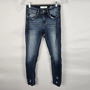 KanCan Jeans Women's 3 / 25 Blue Dark Wash Ankle Super Skinny Distressed - Picture 1 of 20