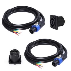 2x 4 Core Speakon Cable NL4FC Cables 6 Feet w/ Socket For Speaker, Chuchero Box - Picture 1 of 12