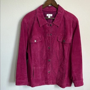 D & Co. Denim & Co. Pink Suede Trucker Jacket Size 2X - Picture 1 of 6