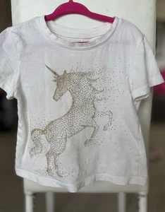 Baby Gap Sparkle Rhinestone Golden Unicorn Organic T-shirt - Picture 1 of 7