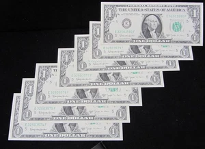 7 aufeinanderfolgende 1963 B 1 $ Federal Reserve Barren Scheine - knusprige Stempelglanz - Richmond - Bild 1 von 6