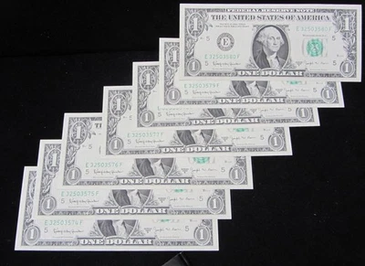7 CONSECUTIVE 1963 B $1 FEDERAL RESERVE BARR NOTES - CRISPY UNCS - RICHMOND - Image 1 of 4
