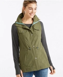 LL Bean Jacket Womens XL Army Green Vest Cargo Performance Sleeveless (No Hood) - Bild 1 von 6