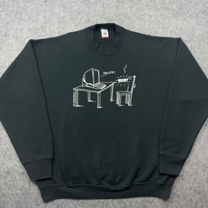 Vtg Fruit Of The Loom 1993 Computer Tech Humor Sweatshirt Adult XL Black - Picture 1 of 8