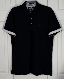 Butter Cloth Icy Cotton Polo Shirt Men Large Black Short Sleeve Preppy Flip Cuff - Picture 1 of 9