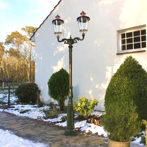 Zweiköpfige Mastlaterne - Aussenleuchte Gartenbeleuchtung Wegelampe - H.291 cm - Bild 1 von 12