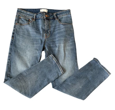 Pantalones de mezclilla para mujer Asos Design 30" lavado medio ajustados rectos 25" entrepierna tiro alto Foto 1 de 4