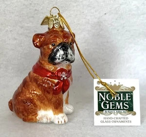 Noble Gems Glass American Bulldog Dog Christmas Tree Ornament Kurt Adler 4” - Picture 1 of 9