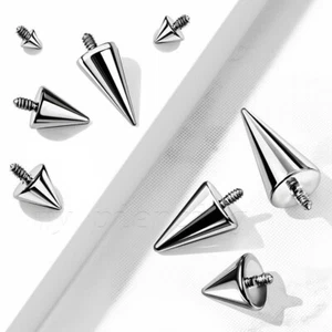 1pc. 16G Steel Internally Threaded Spike End Labret Horseshoe Barbell Top Part - Picture 1 of 3