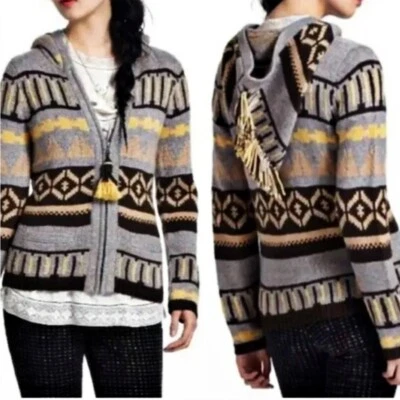 Cárdigan para mujer Sparrow Anthropologie gris mezcla de lana tejido con capucha S Foto 1 de 4