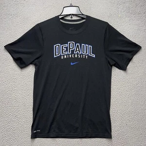 DePaul University Blue Demons Shirt Mens Small Black Nike Dri-Fit Crew Neck - Picture 1 of 10