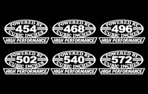 2 HP BBC V8 ENGINE DECALS 454-468-496-502-540-572 BIG BLOCK POWERED RAT STICKERS - Bild 1 von 1