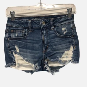 American Eagle hi rise shortie super Stretch Jean shorts size 2 C - Picture 1 of 5