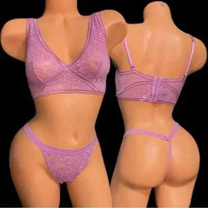 Victoria’s Secret Set sehr sexy ungefüttert Bralette S & V-String Höschen M lila neu - Bild 1 von 3