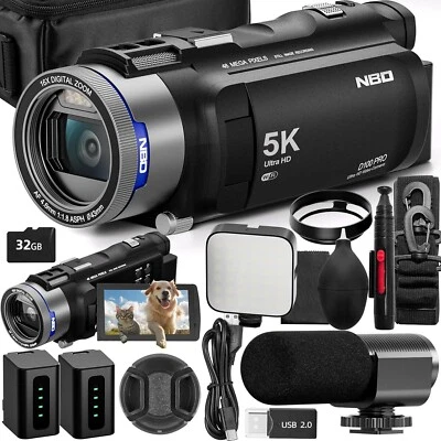 Videokamera Camcorder 5K 48MP 16X Anti-Shake mit 270° IPS Flip Screen Vlogging - Bild 1 von 4
