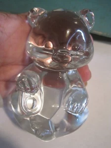 VTG Fenton Art Glass Sitting Bear CLEAR GLASS Figurine W/FENTON LABEL - Picture 1 of 2