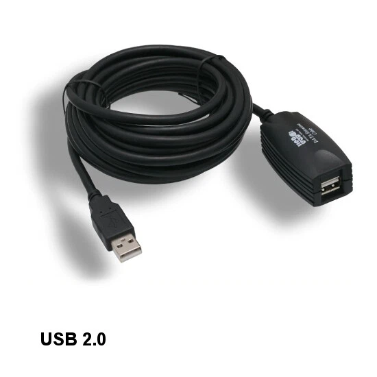 Lot10 Black 16' Active Repeater USB 2.0 Type A Cable Cable w/ GL850A Chip - Image 1 of 1