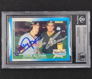 Jose Canseco & Wally Joyner signed 1987 Fleer Rookie #628 rc card BAS auto - Picture 1 of 2