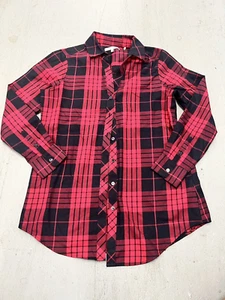 FOXCROFT Hemdbluse faltenfrei Größe 6 rot/schwarz kariert Cabincore - Bild 1 von 4