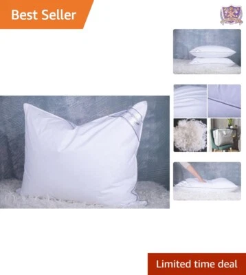 Luxury Goose Down Bed Pillow - Hotel Collection - Queen Size - Washable - 1 Pack - Image 1 of 4