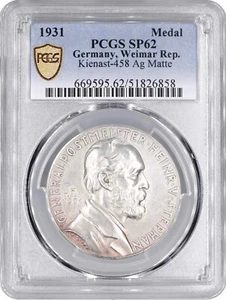 Weimar Republic silver medal 1931, PCGS SP62, "Heinrich von Stephan" - Picture 1 of 2