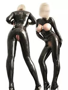 Gummi Latex Rubber tights Black Catsuit Suit Ganzanzug Kostüm Feet XS-XXL - Imagen 1 de 1