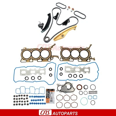 Head Gasket Set w/ Timing Chain Kit Fits 11-15 Ford F-150 Mustang 3.7L V6 DOHC Foto 1 de 4
