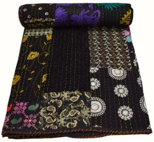 Colcha étnica khambadiya india seda retazos Kantha colcha manta bohemia - Imagen 1 de 5