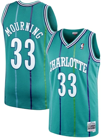 Alonzo Mourning Charlotte Hornets 1992-93 Mitchell & Ness Swingman Jersey - Teal Cover