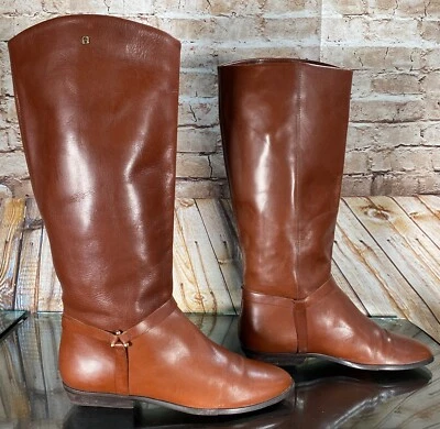 Botas de equitación para mujer ETIENNE AIGNER 7,5 M 15" H de cuero marrón Foto 1 de 4
