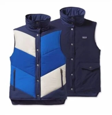 Patagonia Mirror Lake Vest RETRO Reversible Womens Medium Puffer Blue White EUC - Image 1 of 4