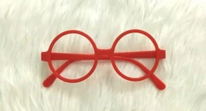 RED ROUND GLASSES NO LENS PLASTIC FRAME FOR COSTUME PARTY ONE SIZE FIT ALL - Picture 1 of 3