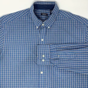 IZOD blau kariertes langärmliges geknöpftes Herrenhemd aus Baumwolle Größe Large - Bild 1 von 9