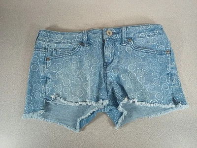 Pantalones Cortos de Jean Para Mujer Calidad Original Aeropostale Azul Floral Denim Envejecido 0 Foto 1 de 4