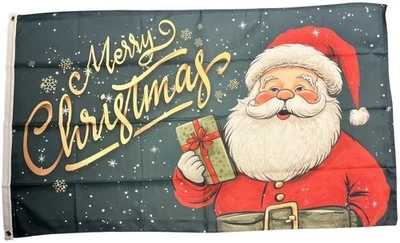 Merry Christmas Santa Flag green 5x3 75d 2eyelets outdoor festive Flagpole - Image 1 of 4