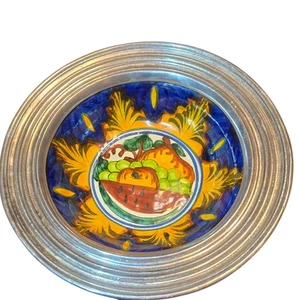 Servizio ciotola arte popolare vintage messicana peltro Talavera ceramica design frutta - Foto 1 di 8
