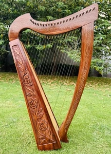 Harpe 22 cordes celtique irlandaise bois massif traditionnel - Photo 1/5