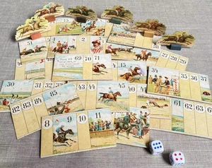 Antique Rare c1890 Upidee Great Steeplechase Horse Race Early Board Game - Picture 1 of 22